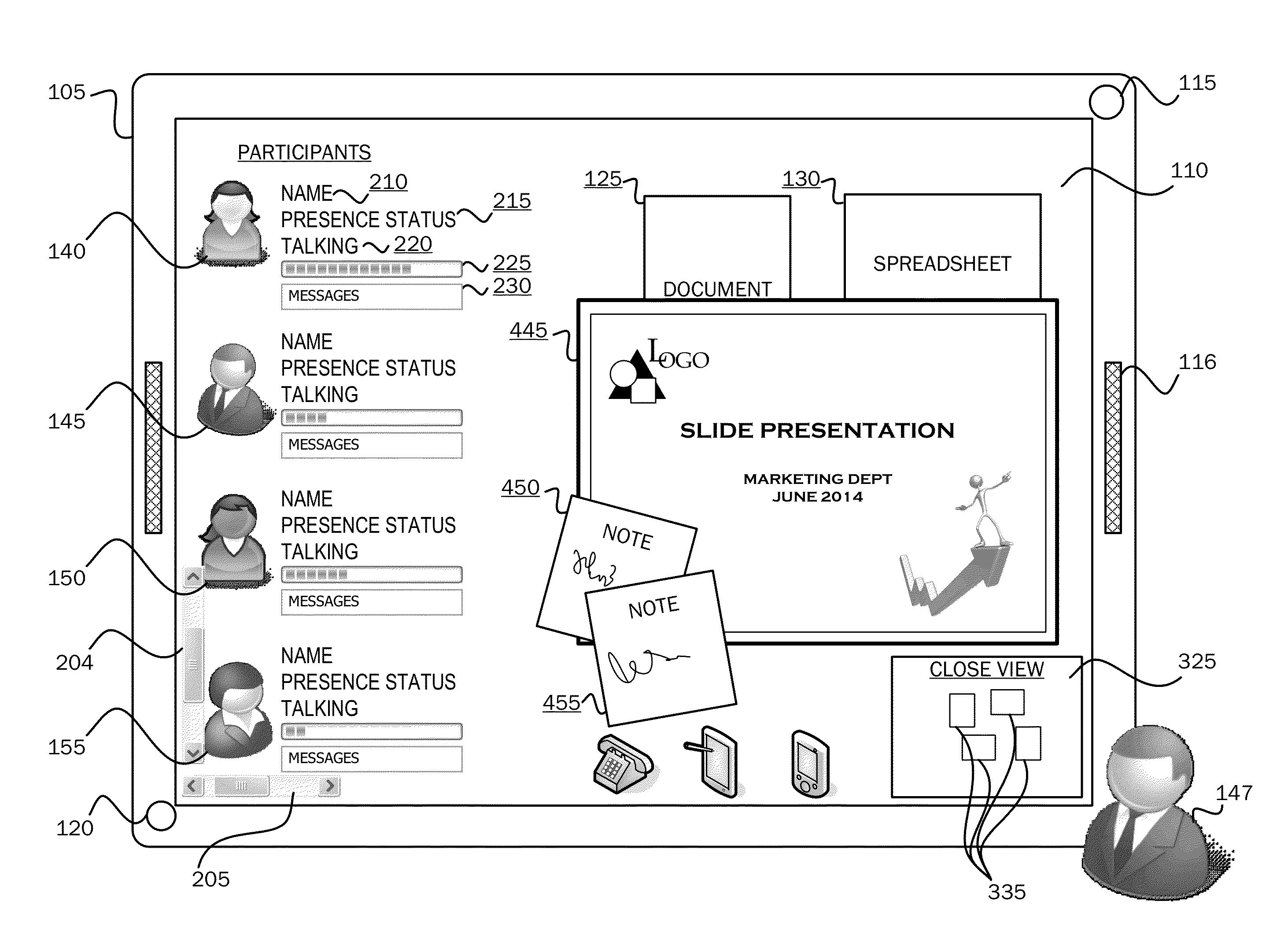 Workspace Collaboration Via a Wall-Type Computing Device