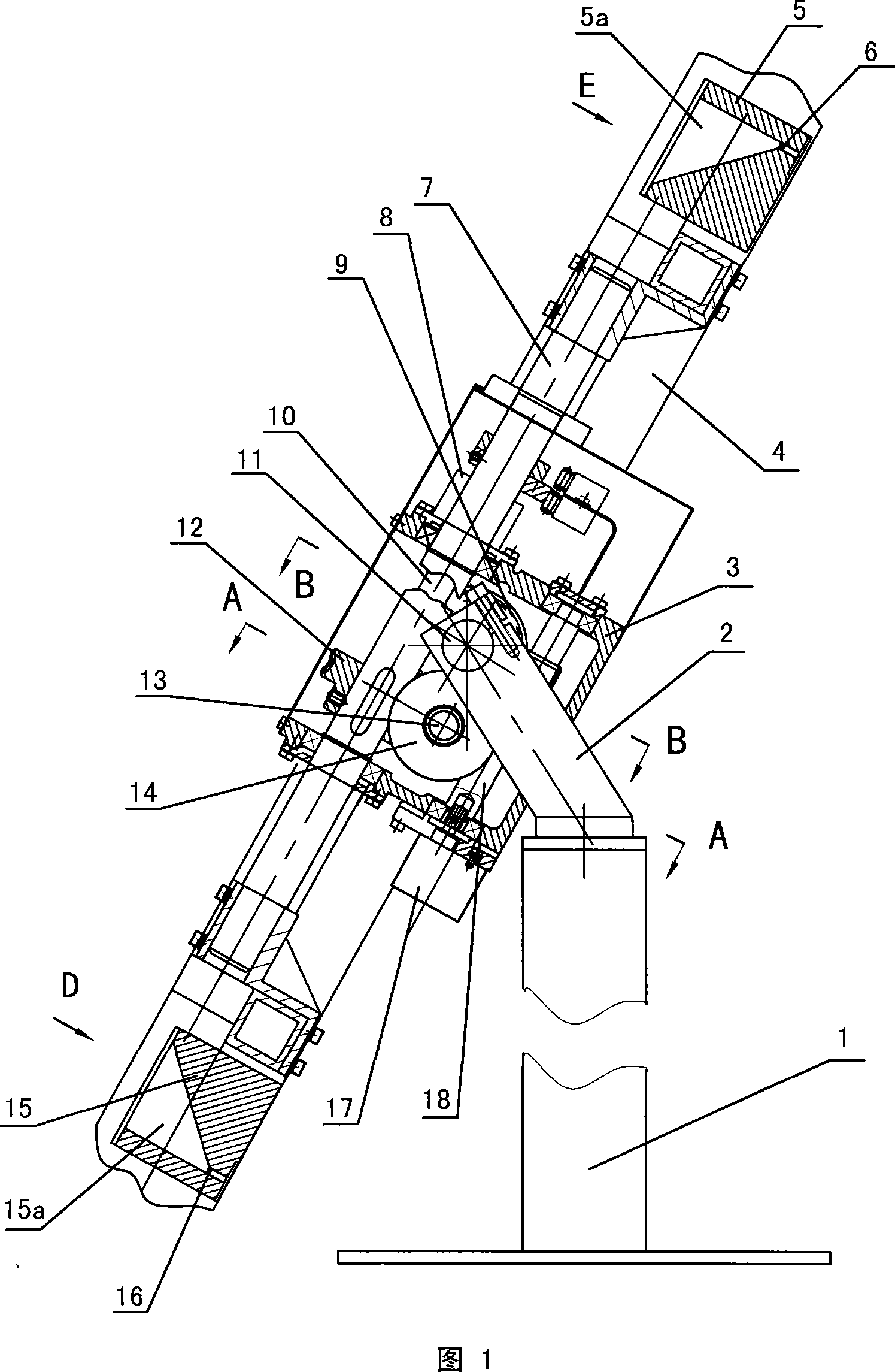 Automatically tracking device for direction rotating shaft fixed solar receiver