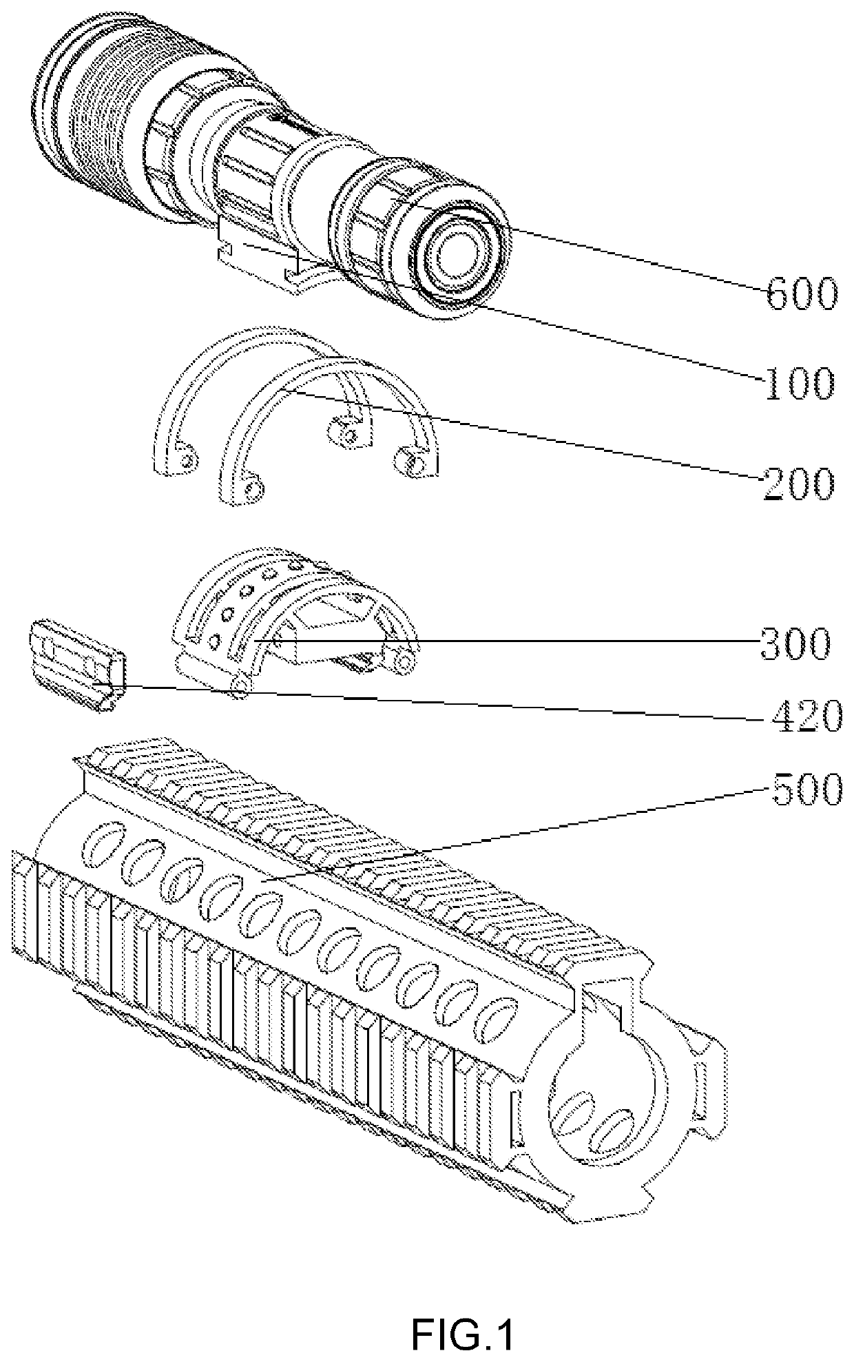 Position adjustable tactical light structure for long gun