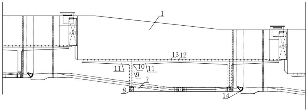 A double-layer water delivery system for ship locks with vertically penetrating water outlets at the bottom of the lock