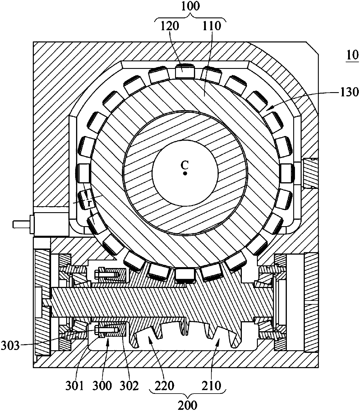 Rotary device with combined drive shaft and combined drive shaft