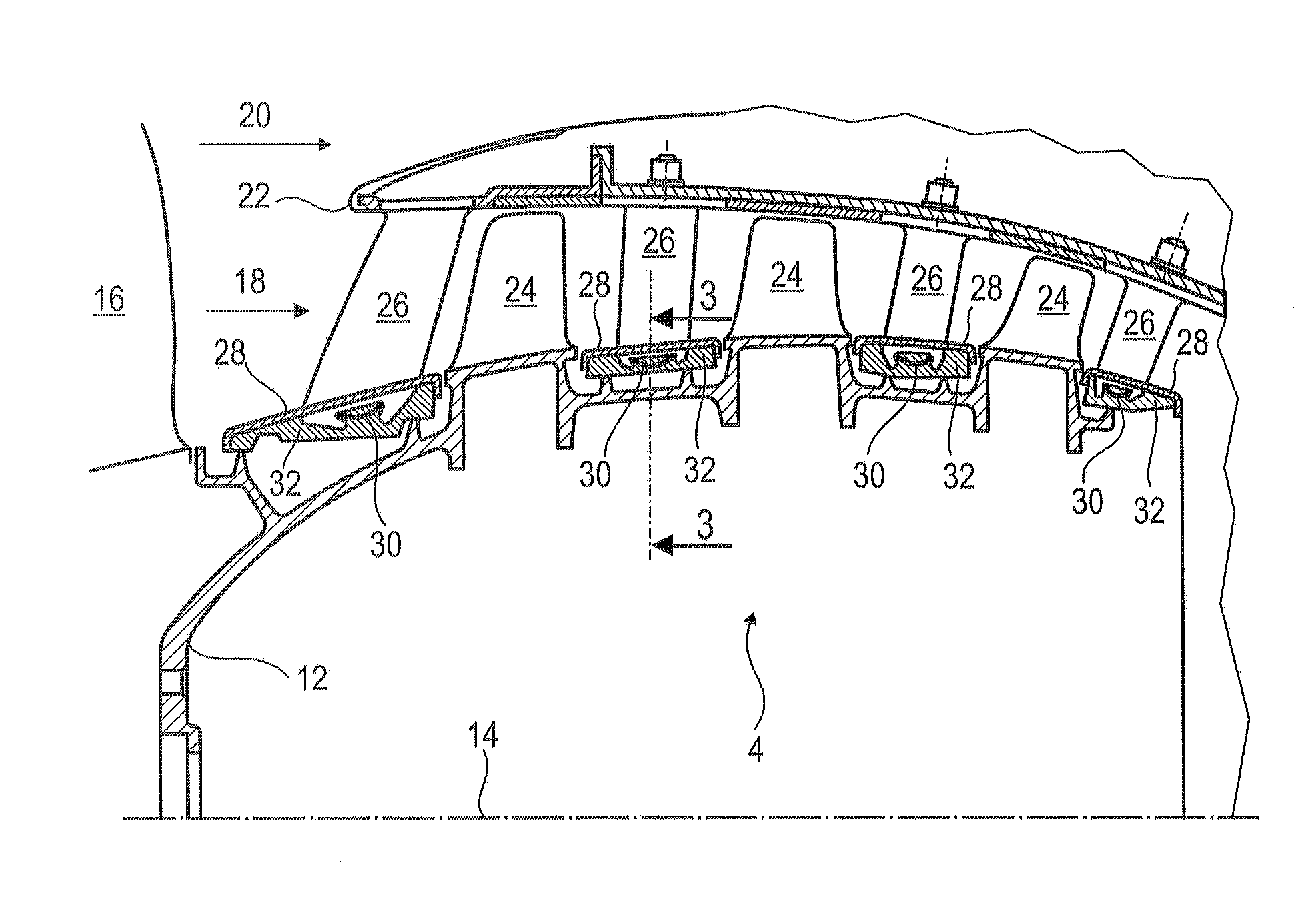 Blade Retaining Ring for an Internal Shroud of an Axial-Flow Turbomachine Compressor