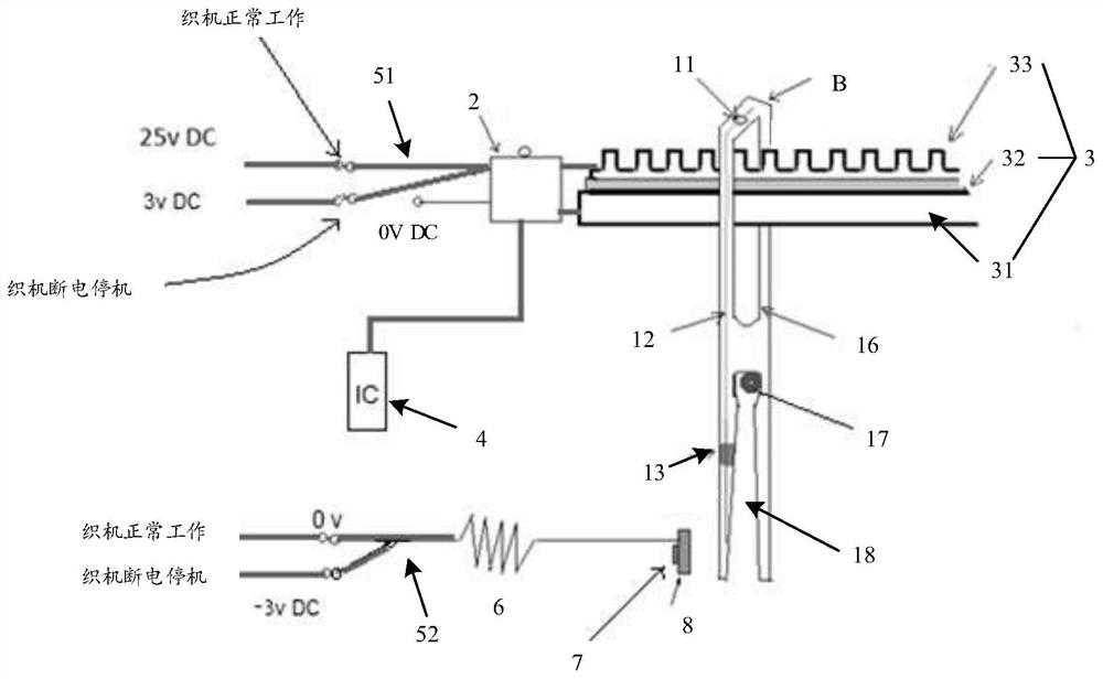 A broken yarn detection device, system and detection method thereof