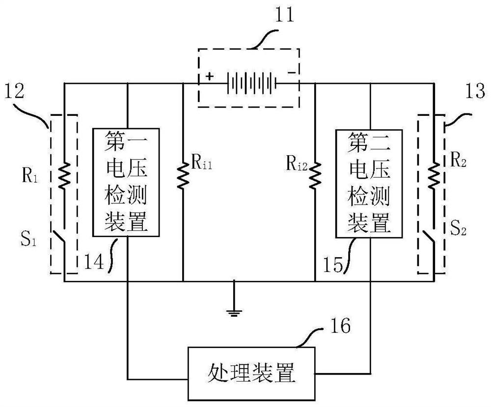 Battery pack insulation detection circuit and method and vehicle