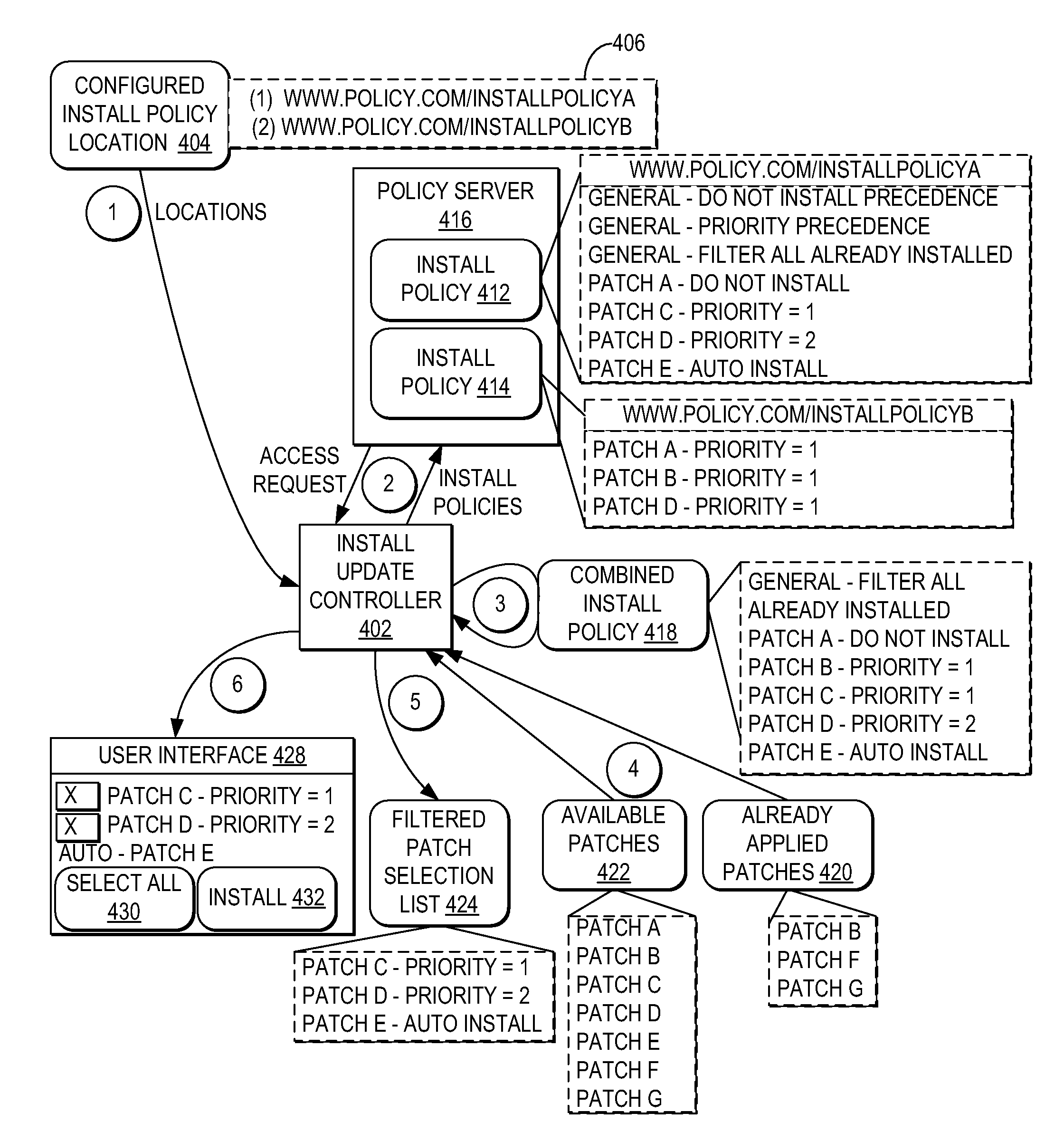 Filtering a list of available install items for an install program based on a consumer's install policy