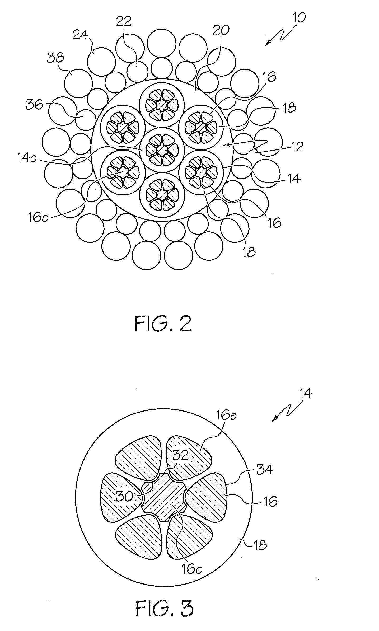 High-power low-resistance electromechanical cable