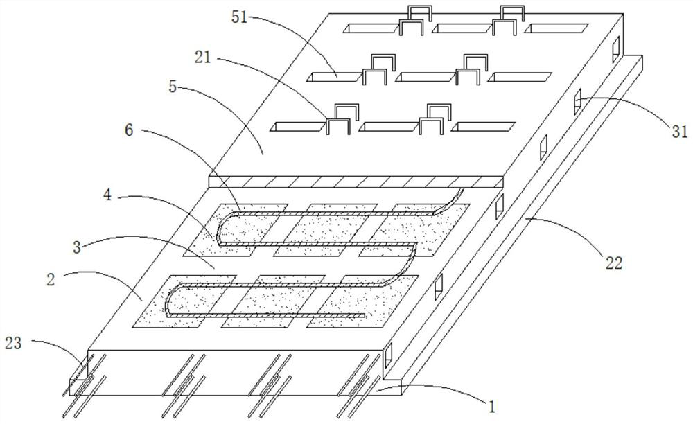 Heat preservation and floor heating integrated reinforced concrete two-way laminated slab and pouring process thereof