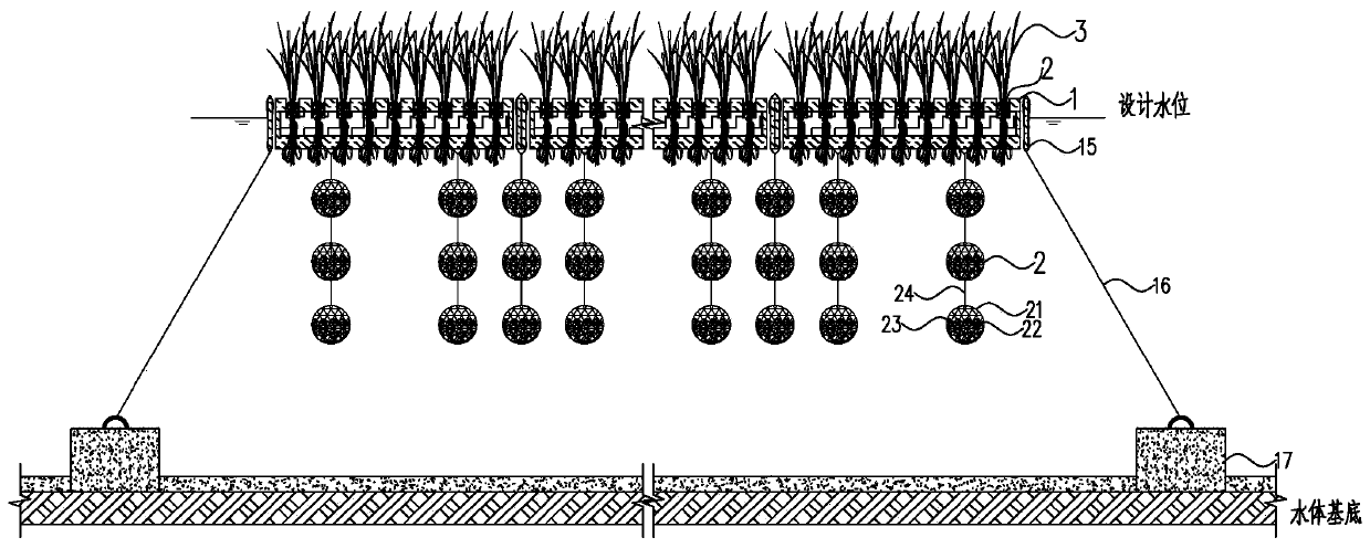 Floating wetland construction system for ecological restoration of surface water