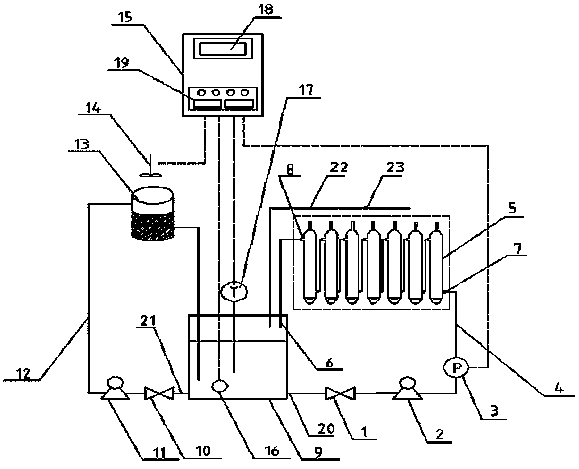 Cyclic cooling device for water for carbon fiber surface sizing agent content measuring