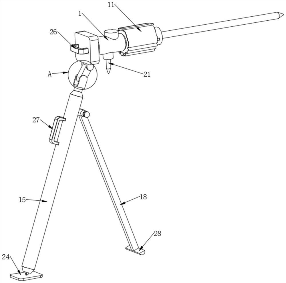 Supporting leg type full-hydraulic rock drill