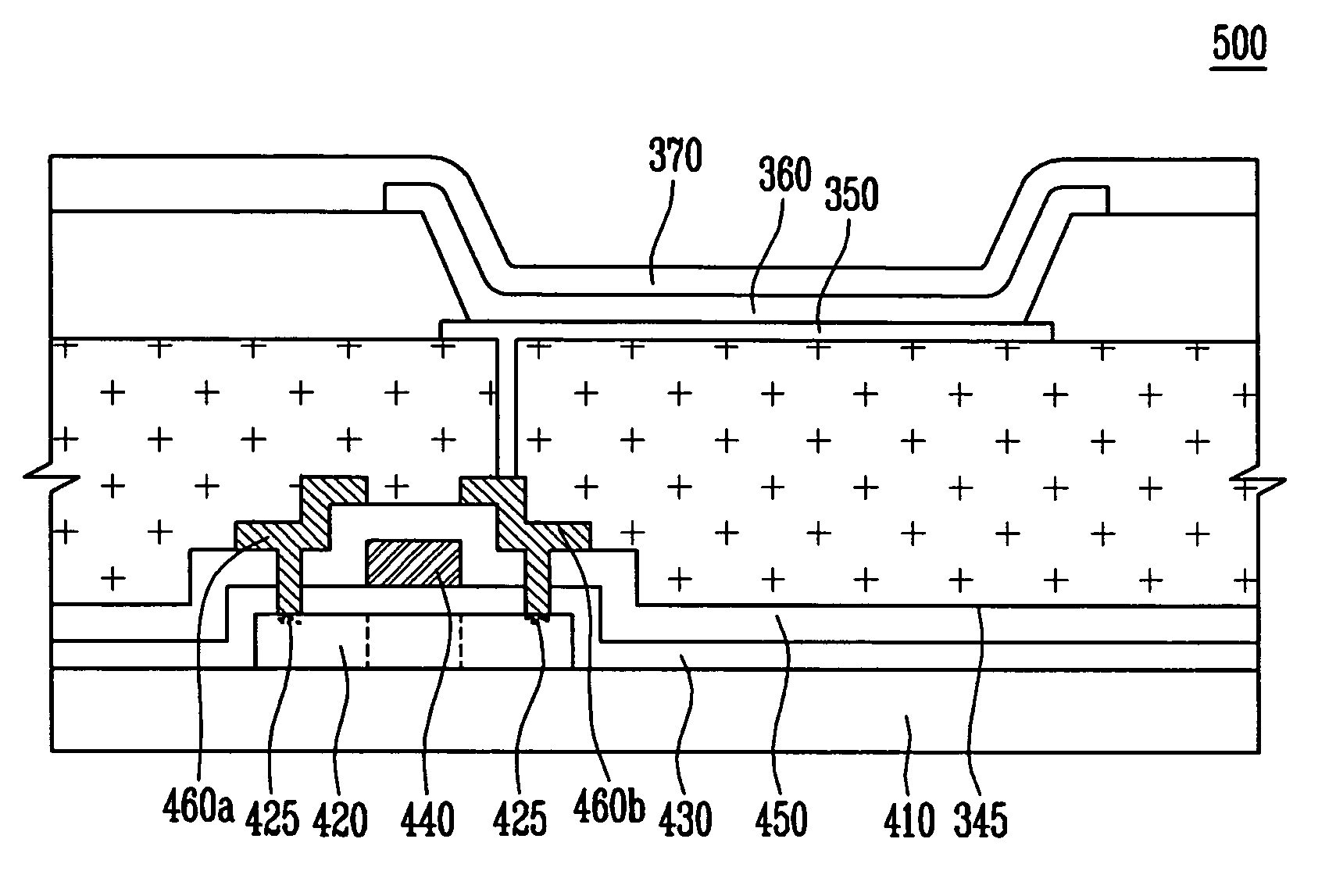 Thin film transistor, light-emitting display device having the same and associated methods