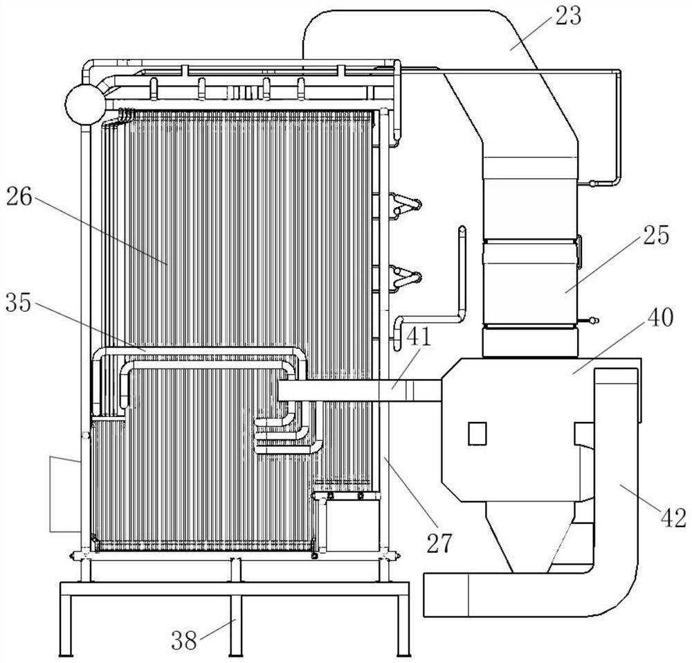 Single-boiler-barrel four-return-stroke biomass burning corner tube boiler