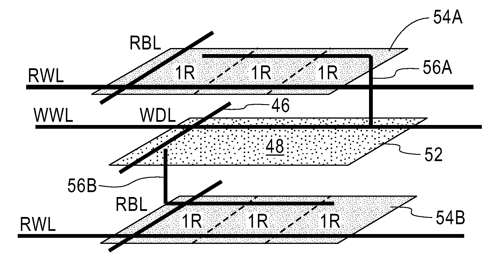 Multiple wafer level multiple port register file cell