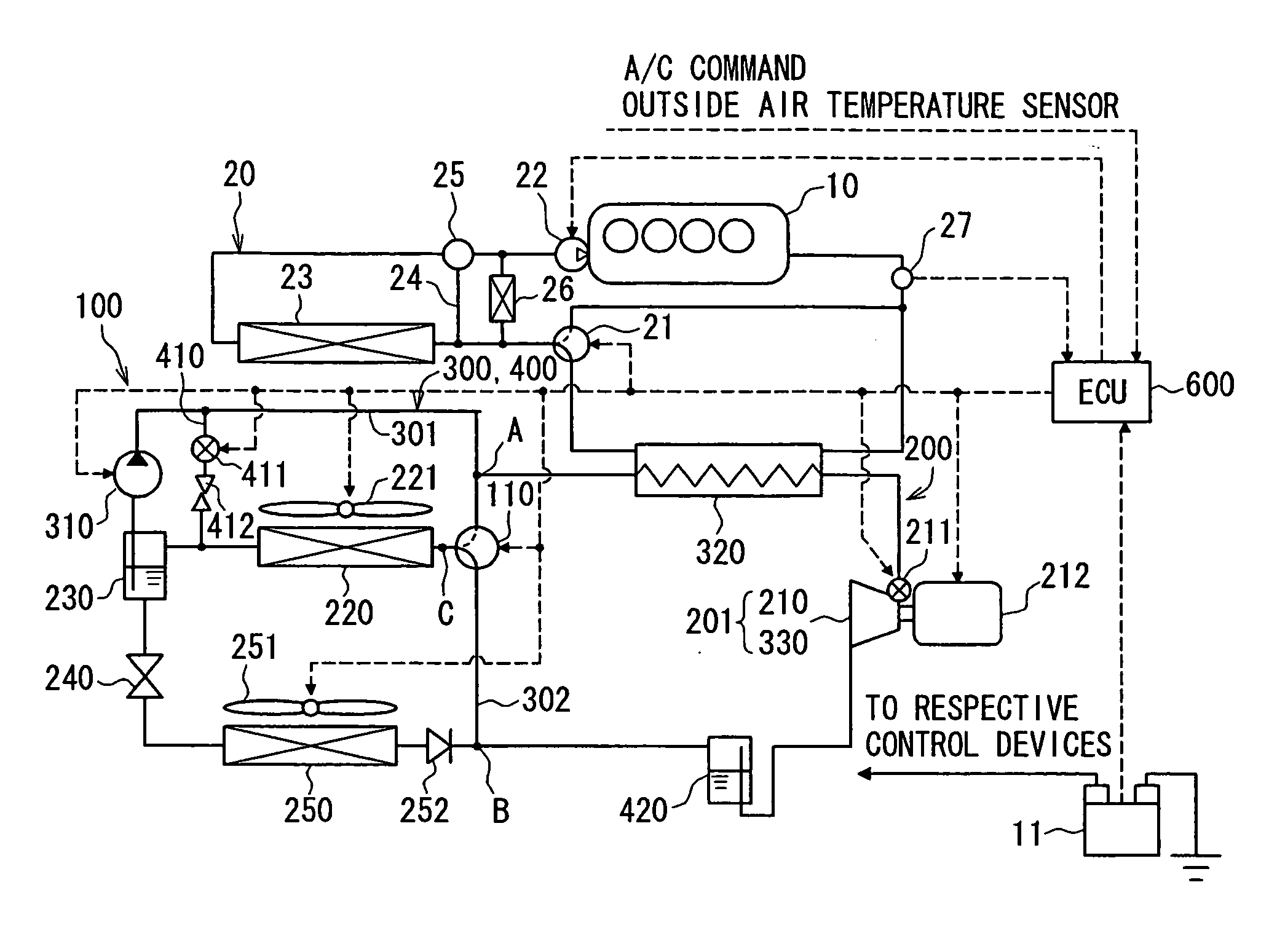 Vapor compression refrigerating device