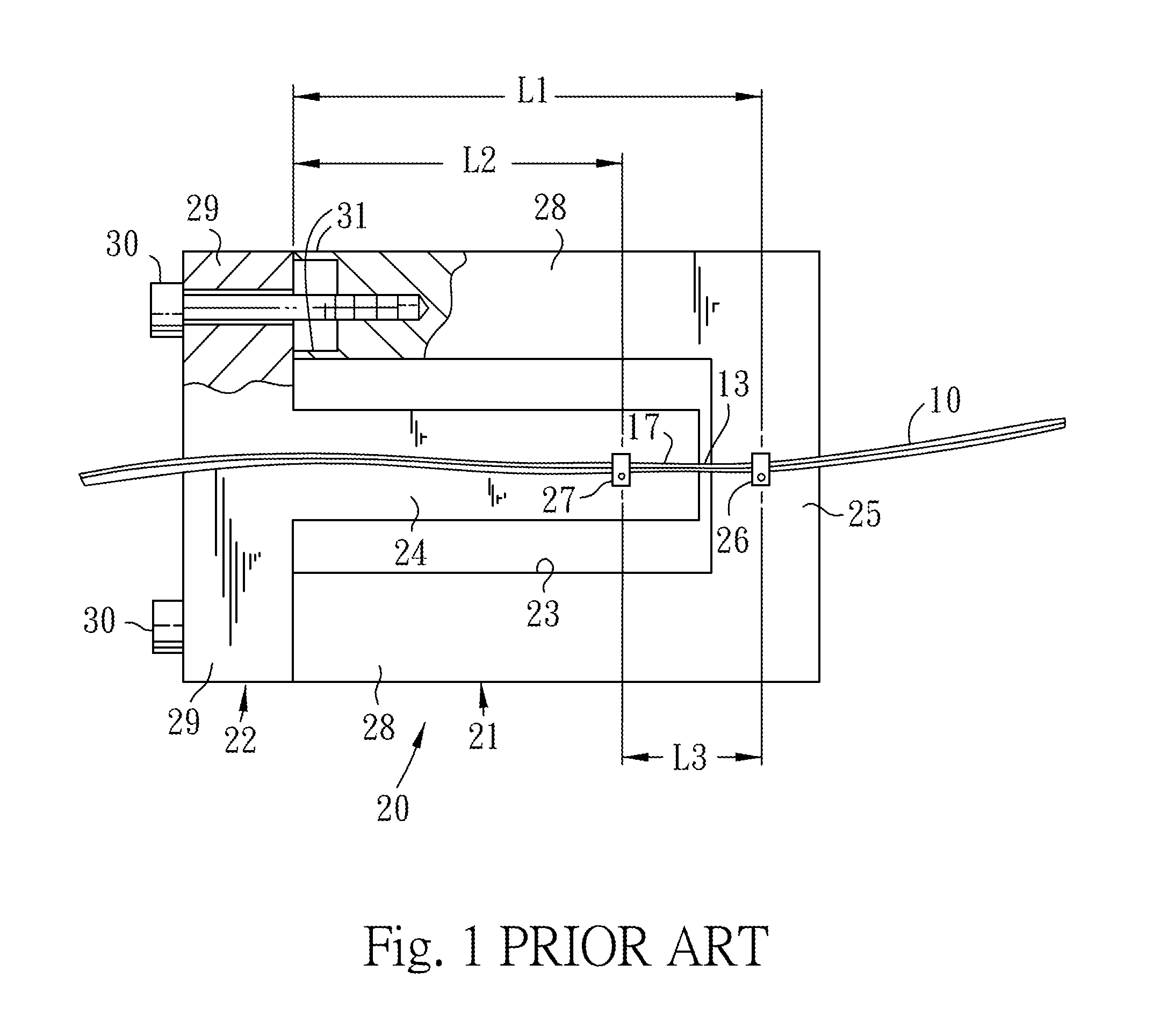 Thermal compensated and tensed spring compact fiber bragg grating wavelength filter device