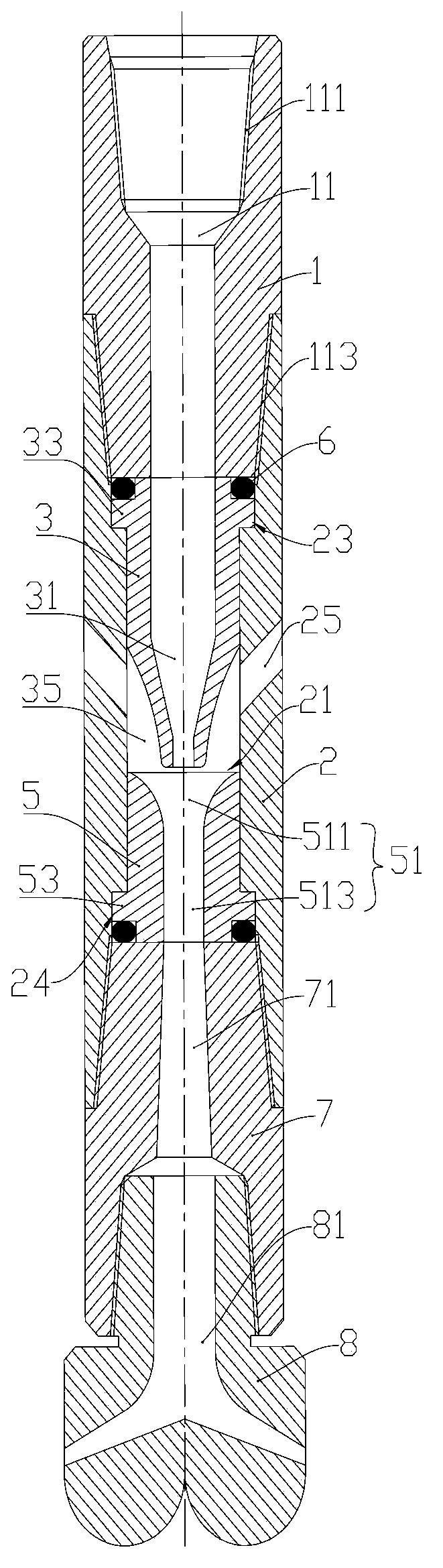 Shaft bottom particle injection drilling speed increasing tool