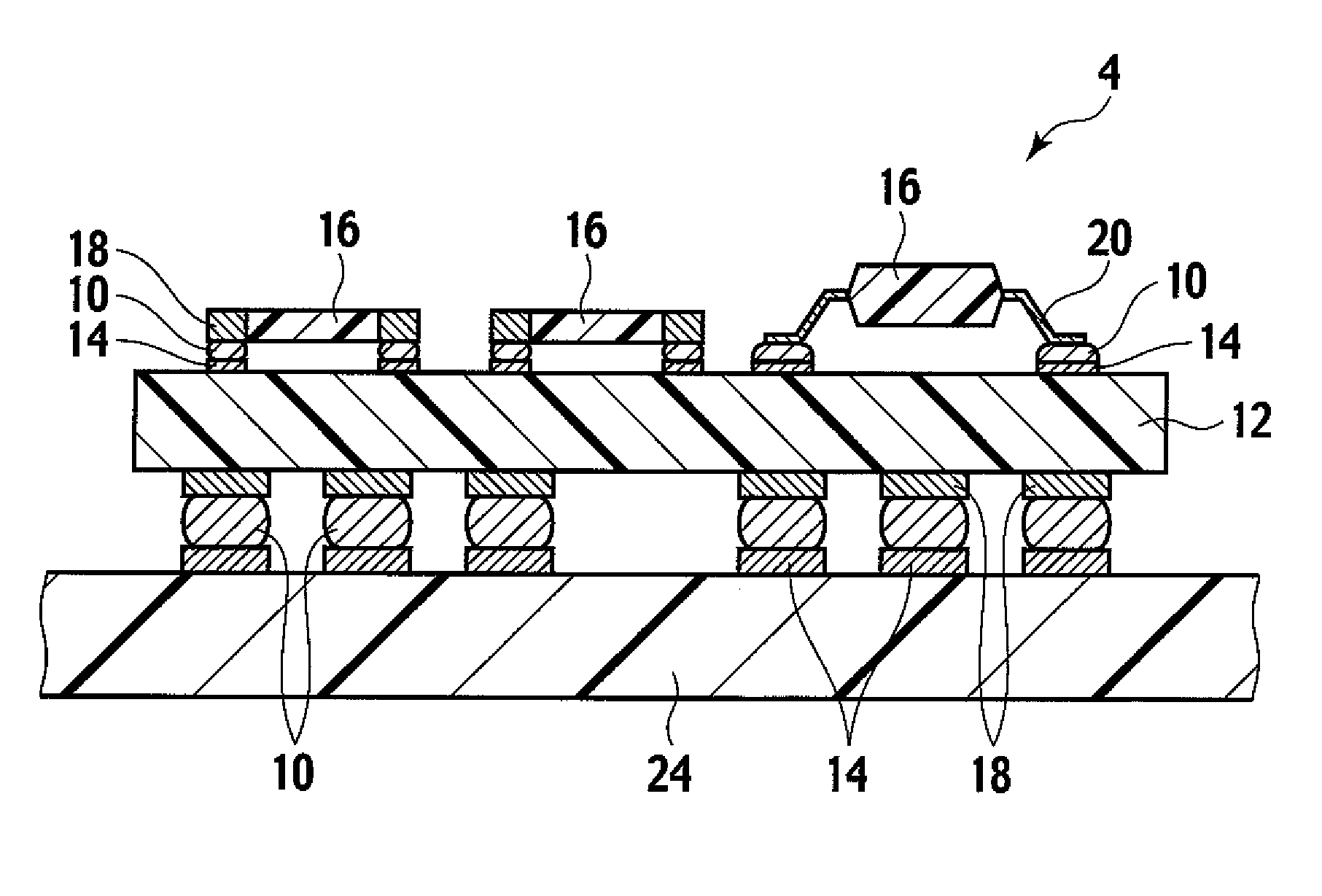 Adhesive composition, electronic-component-mounted substrate and semiconductor device using the adhesive composition