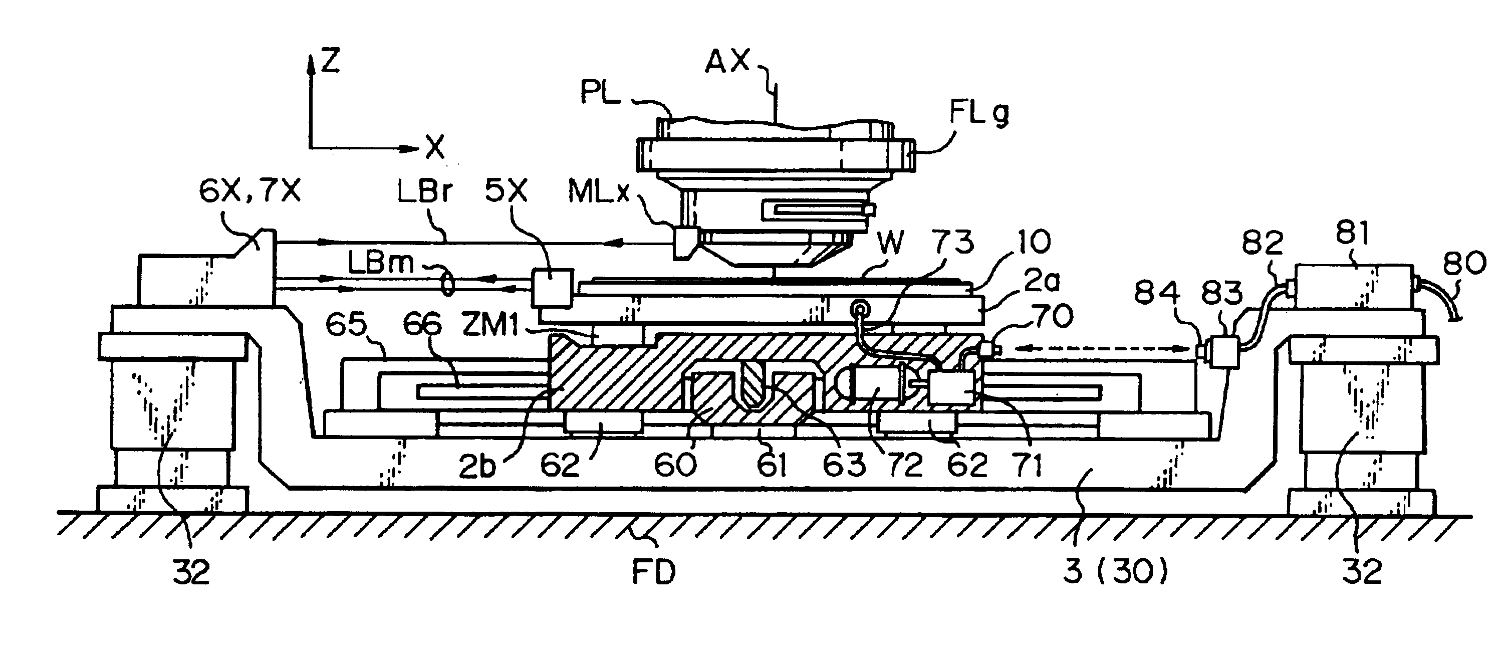 Stage apparatus, exposure apparatus and method for exposing substrate plate