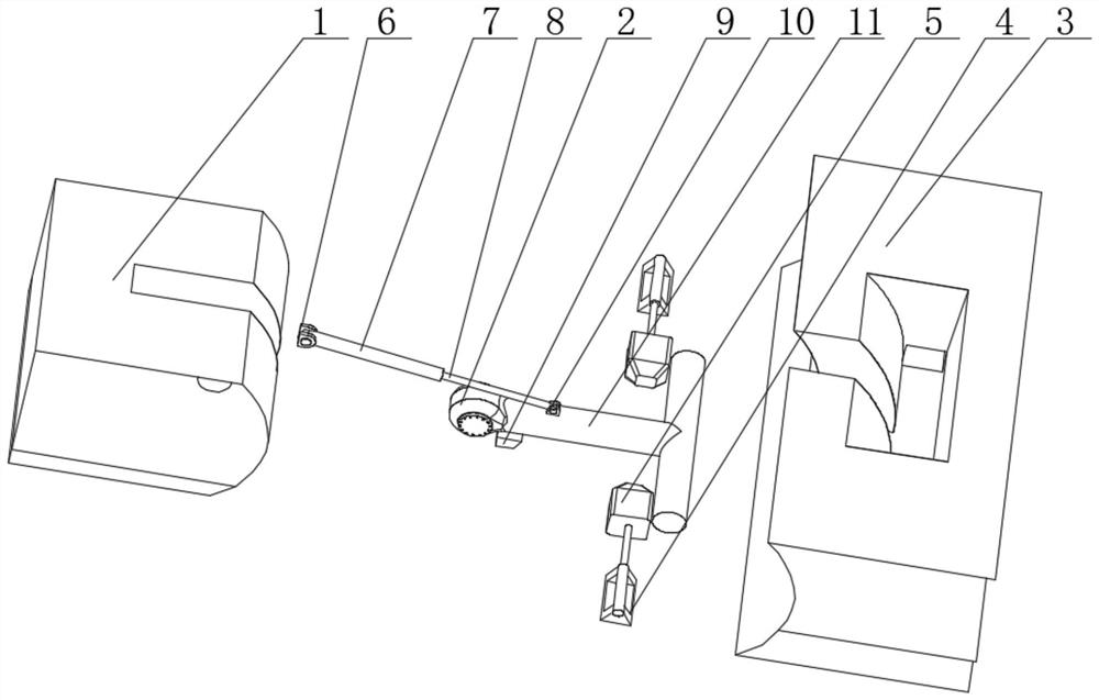 A T-type hydraulic rotary arm type flexible connection device and connection method thereof