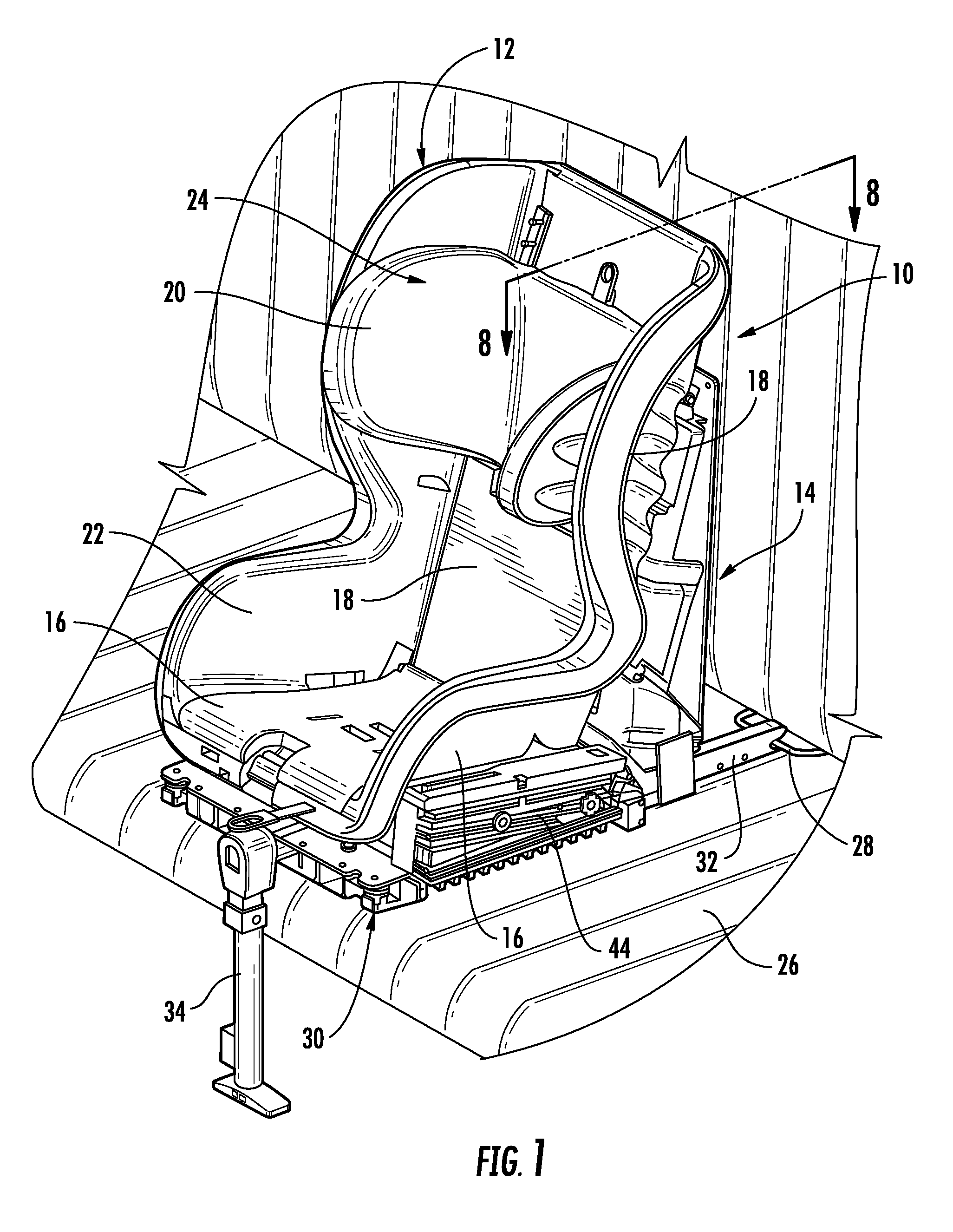 Crash indication system for a reclining ride down child seat