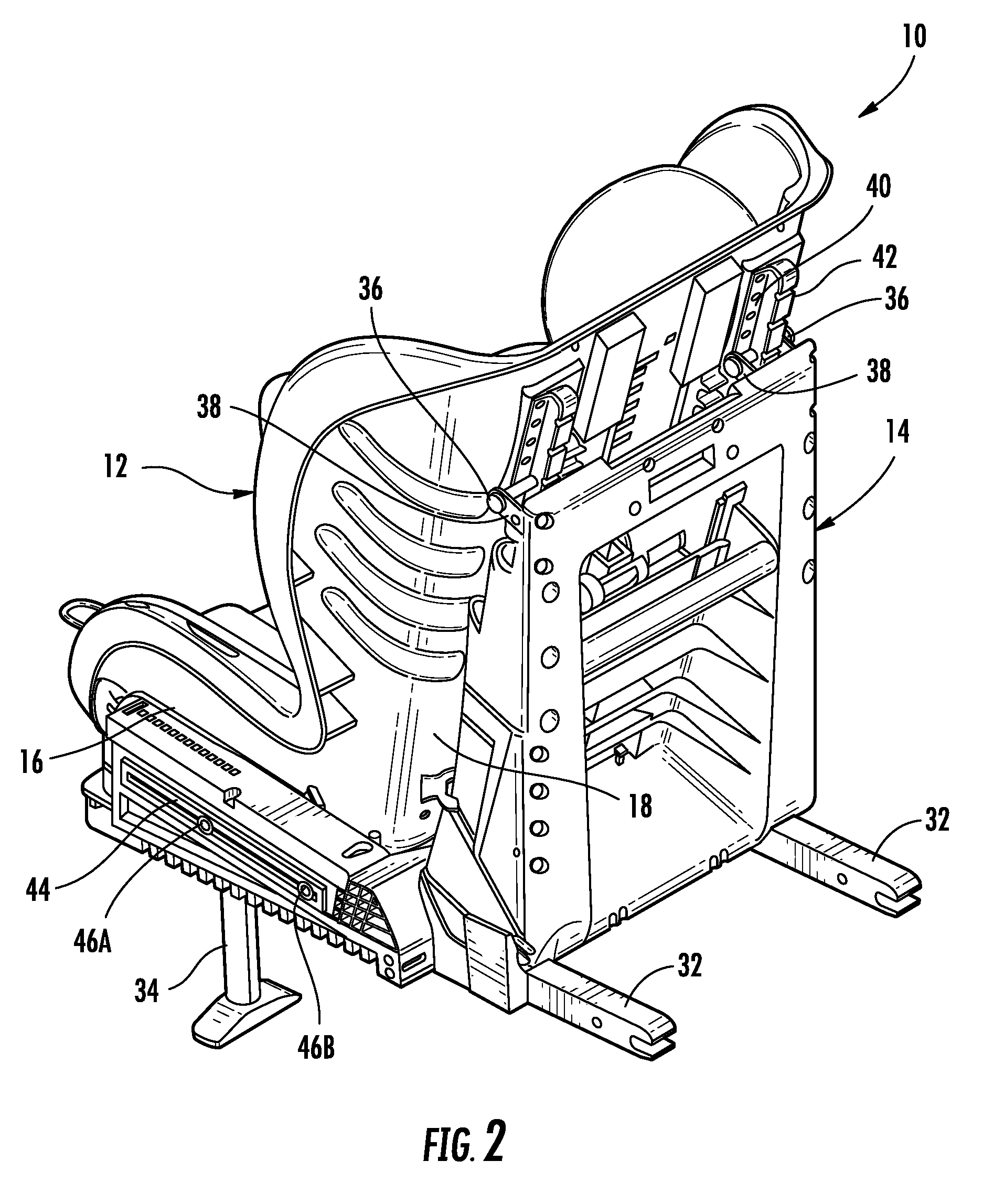 Crash indication system for a reclining ride down child seat