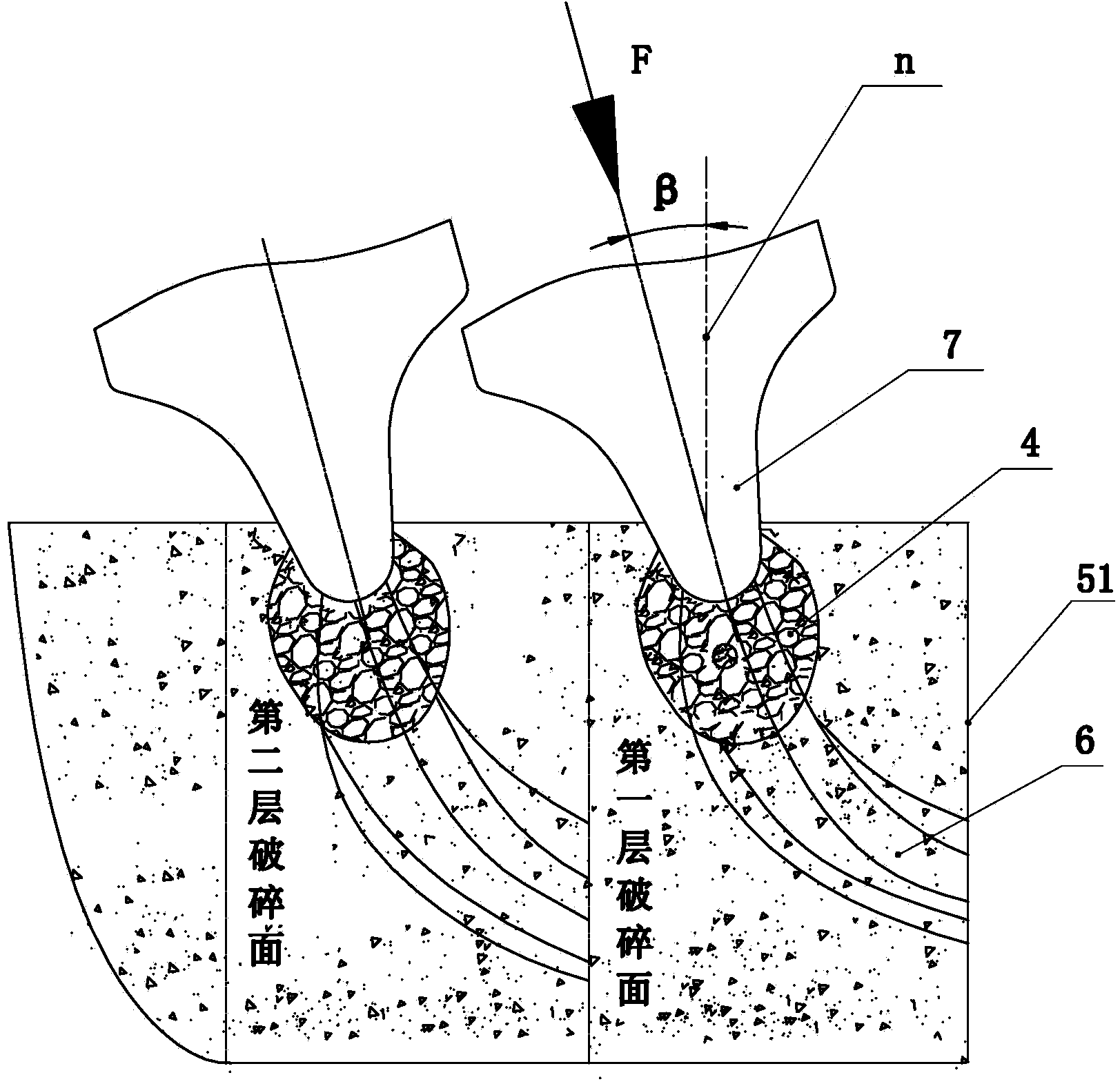 Novel rock breaking method and rock breaking hob