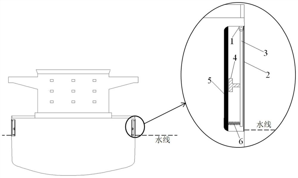 Boardside planking piezoelectric power generation device utilizing ship rolling