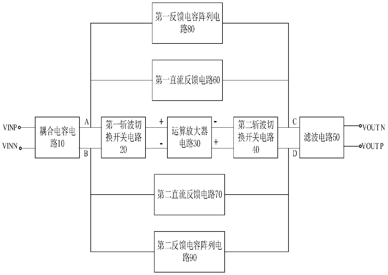 Integrated weak electric signal filtering and amplifying circuit