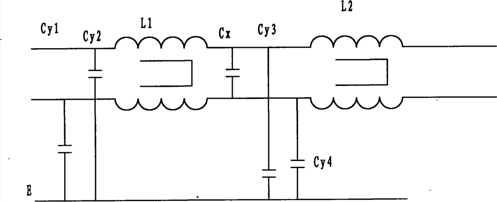 EMI (Electro-Magnetic Interference) filter of electrodeless fluorescent lamp with ultracrystalline filter coil CL+CL structure