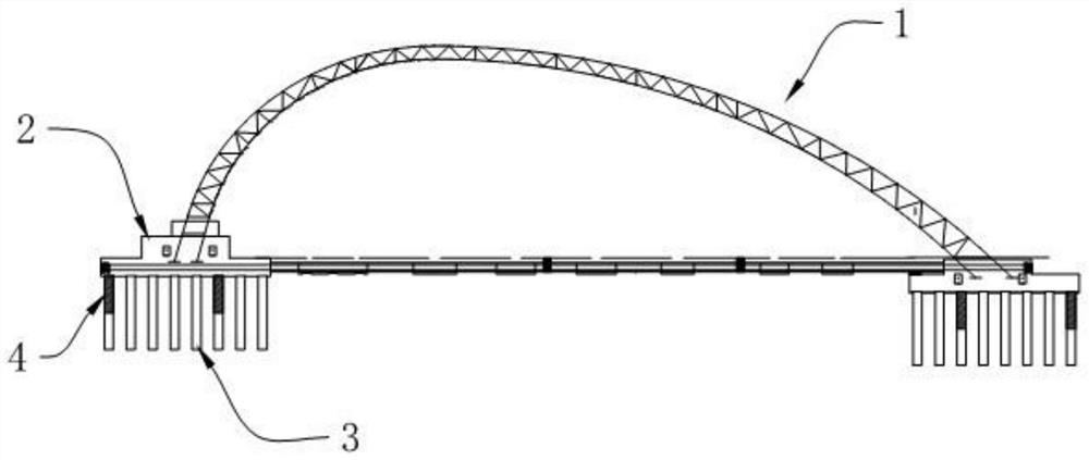 I-shaped bidirectional row pile foundation with prestressed pull rods and anti-push retaining walls