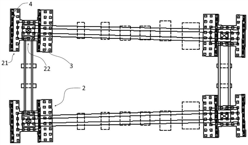 I-shaped bidirectional row pile foundation with prestressed pull rods and anti-push retaining walls