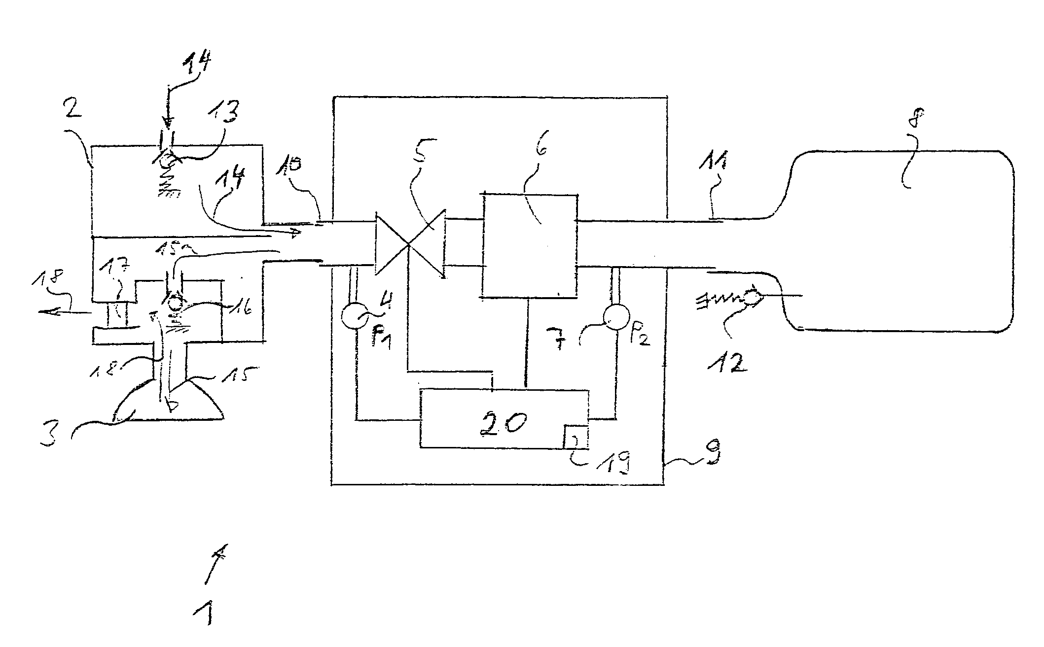 Device and process for metering breathing gas