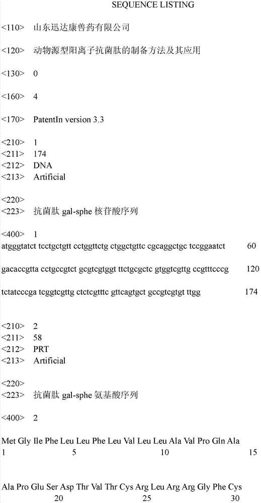 Preparation method and application of animal-derived cationic antimicrobial peptides