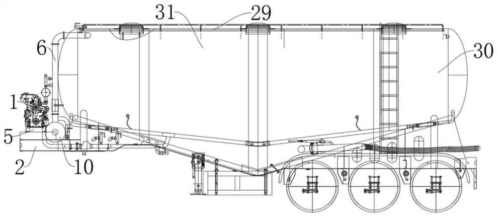 Brand-new positive and negative pressure powder and particle material tank truck