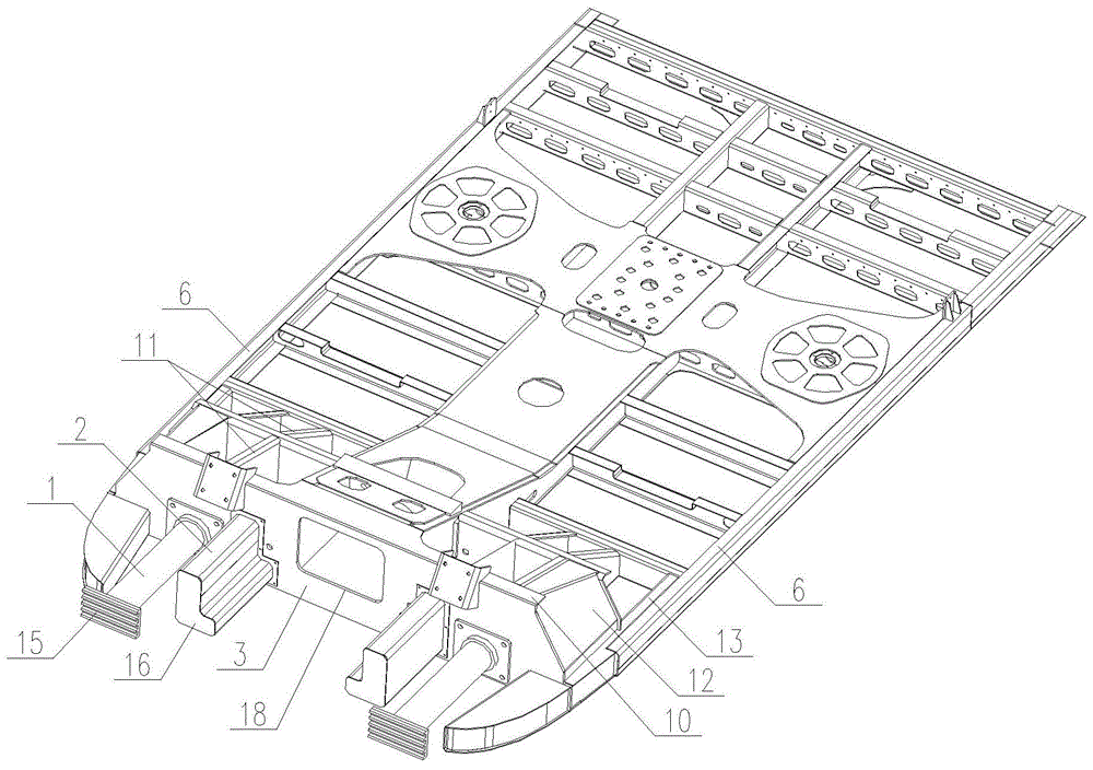 Anti-collision structure at the end of rail vehicle underframe