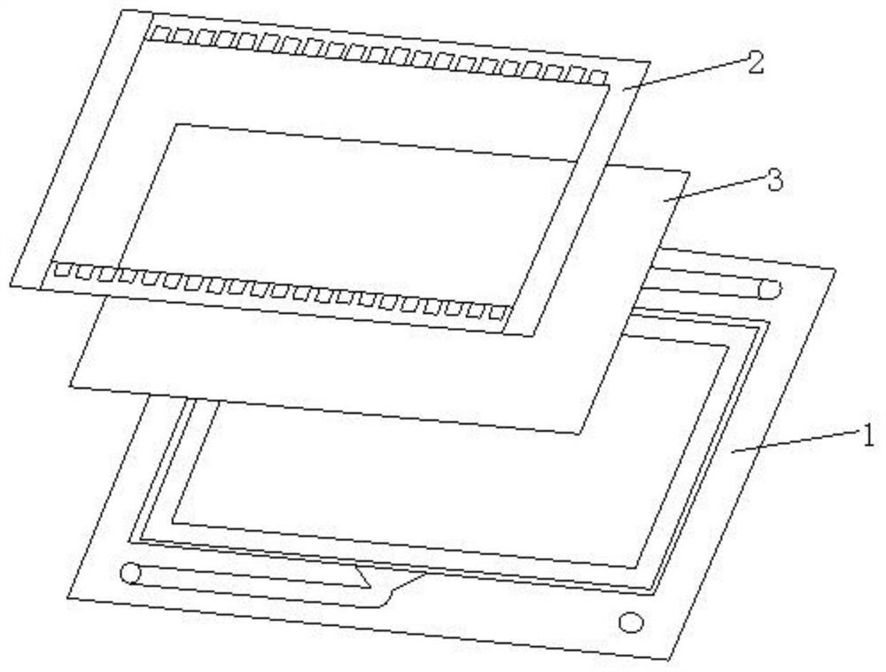 An integrated plate frame and stack of a liquid flow battery