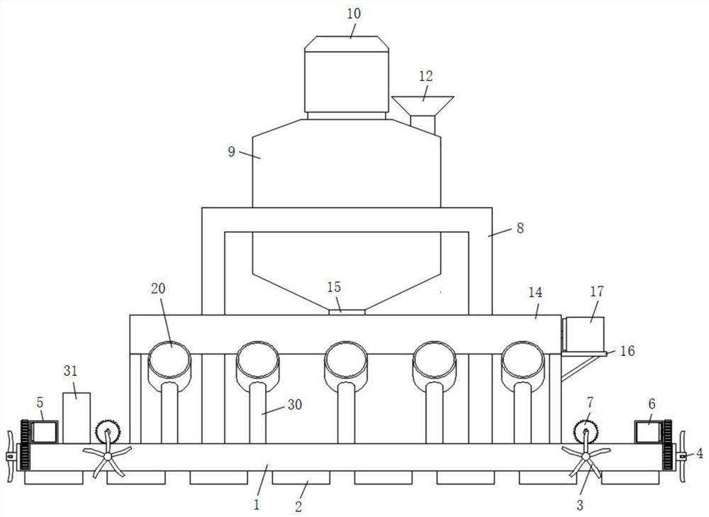 Feed flowing feeding device for aquaculture