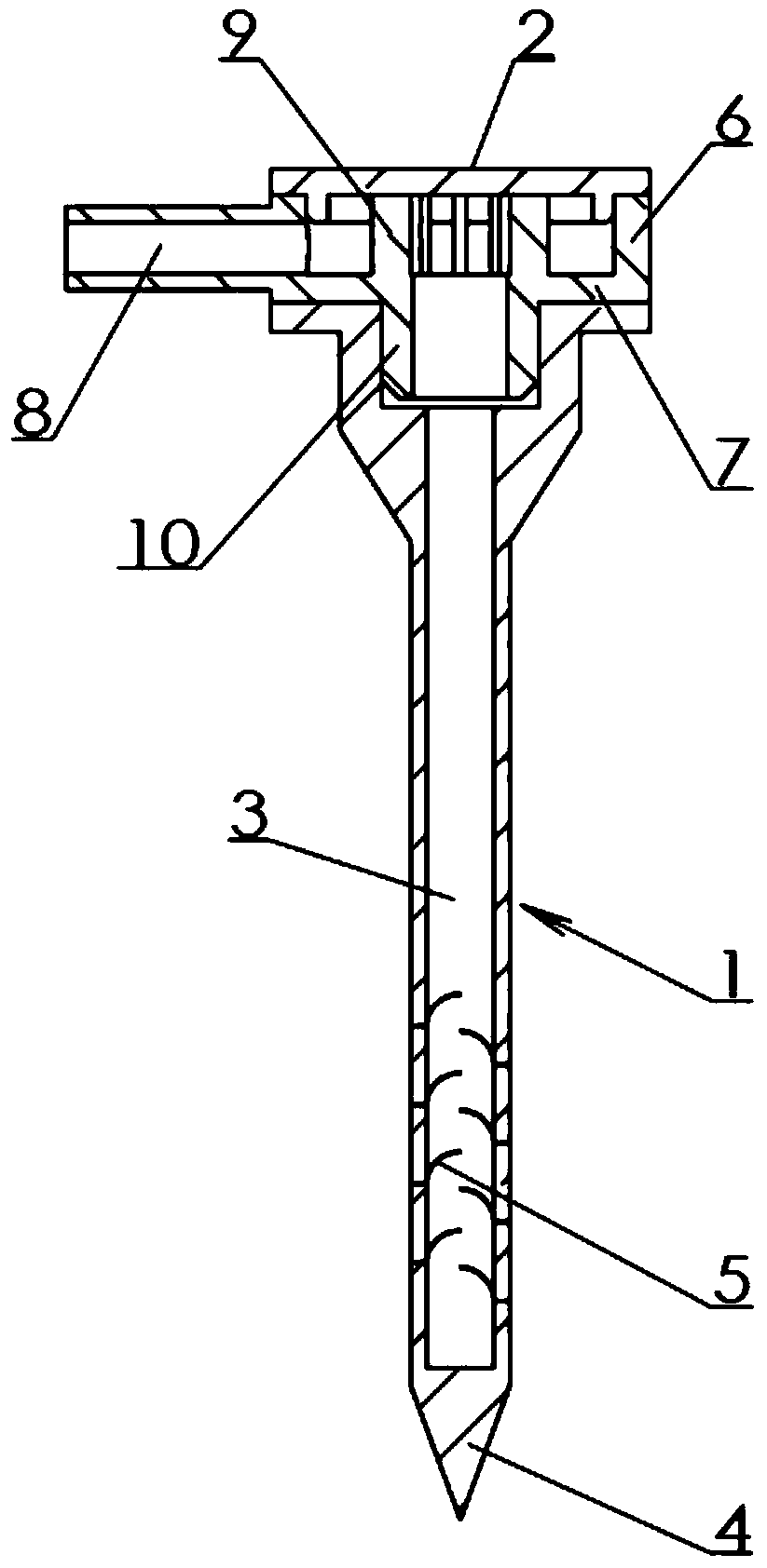 Slanted outlet infusion set for trees