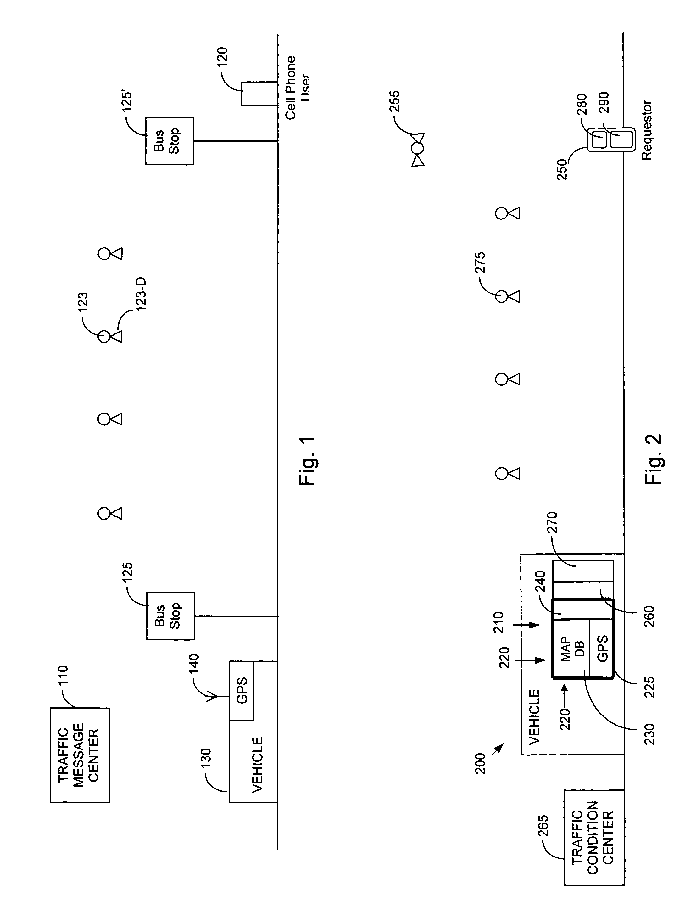 Transmission of wireless messages of current vehicle location and estimated arrival time to requestors