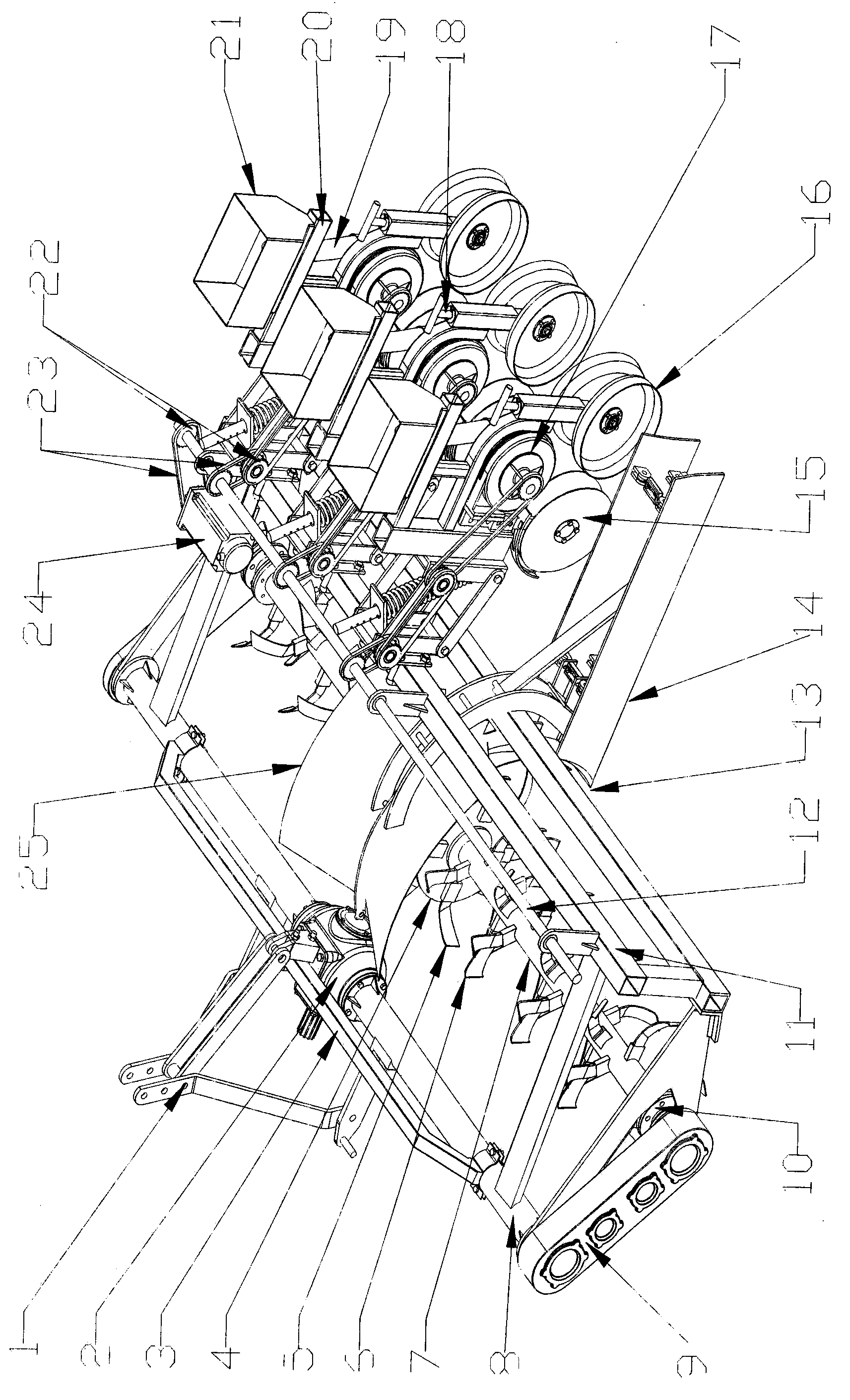 Seeder with middle ditching, unit profile modeling and seeding depth adjusting functions