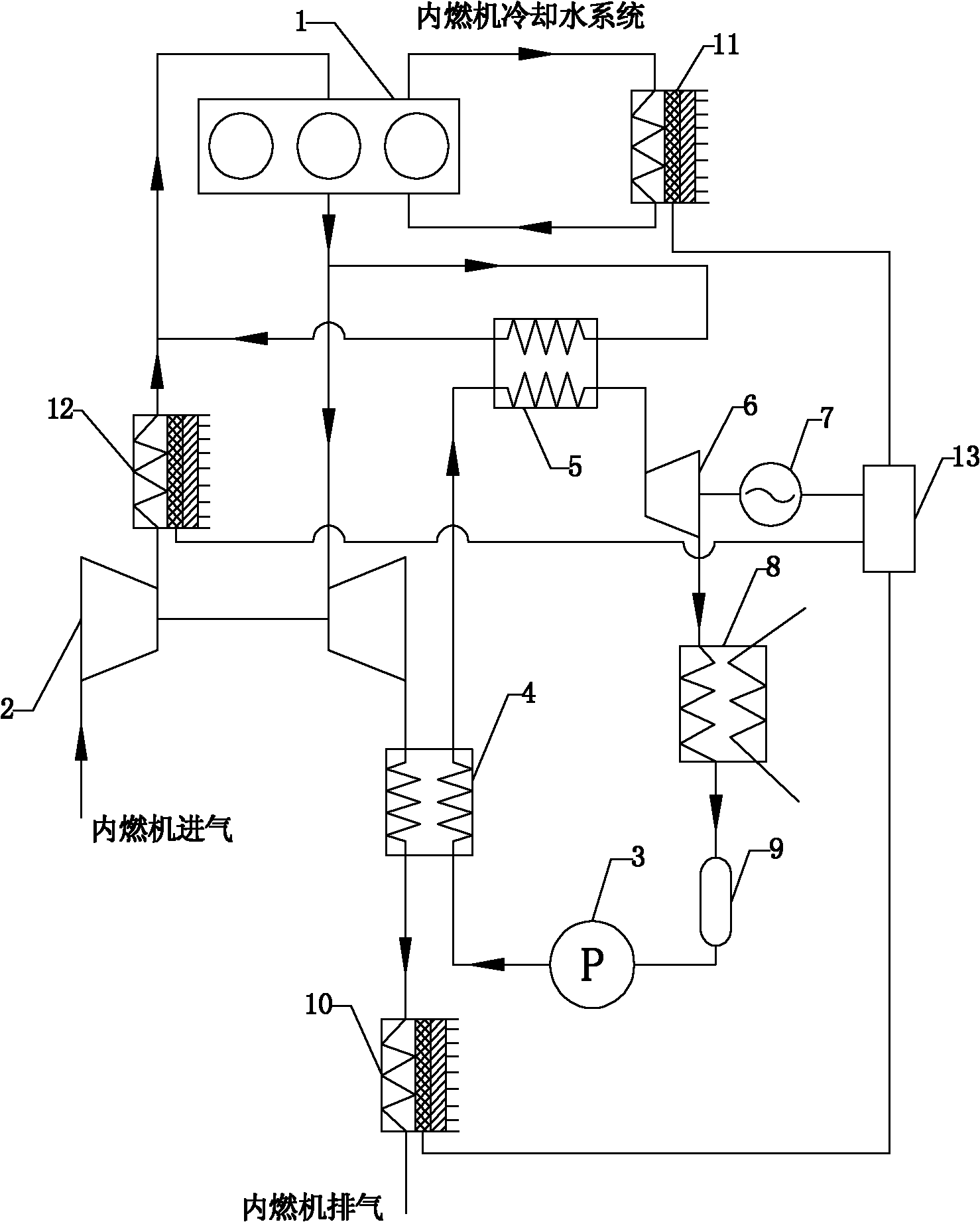 Combined-type residual heat recovery system suitable for internal combustion engine