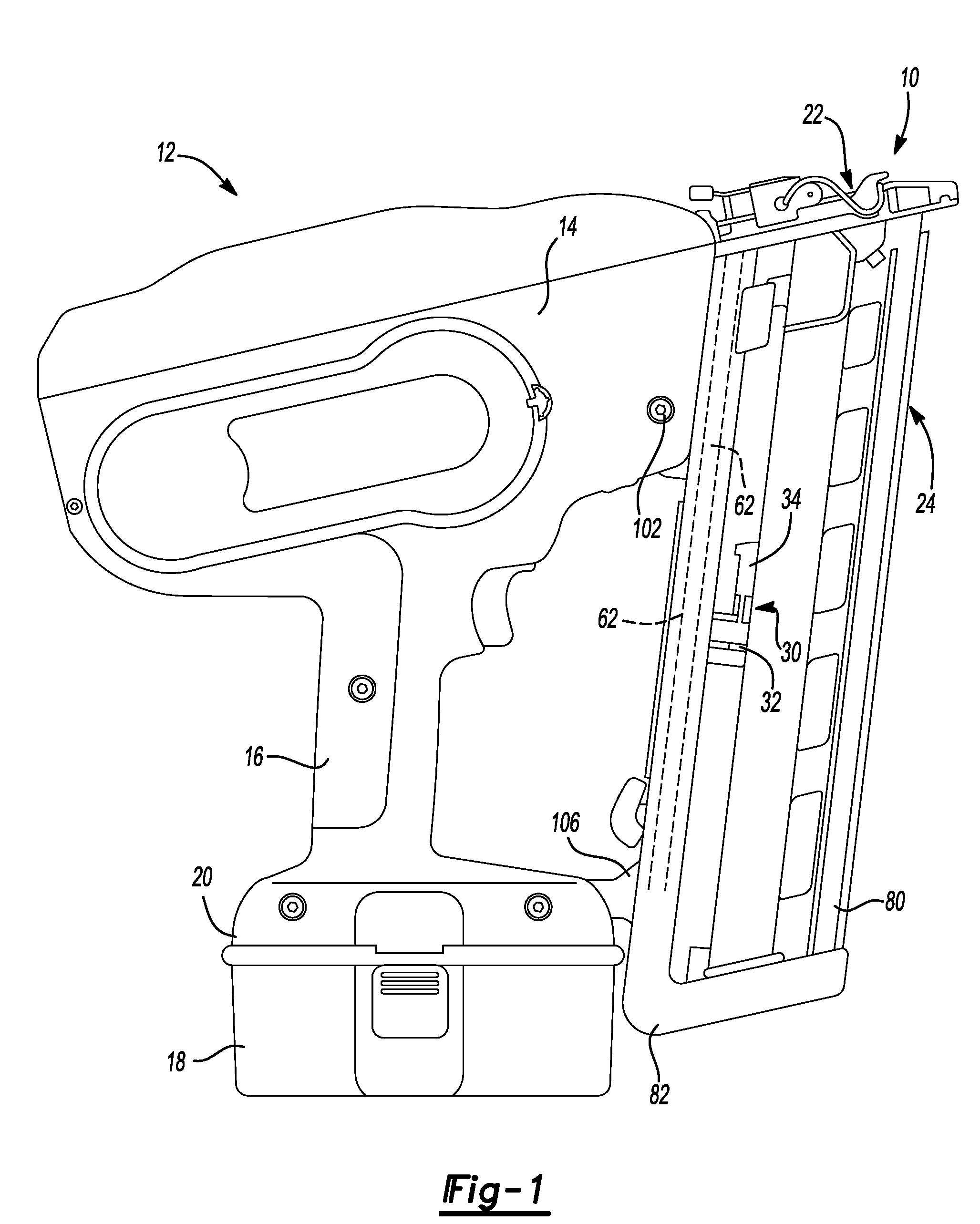 Magazine assembly for nailer