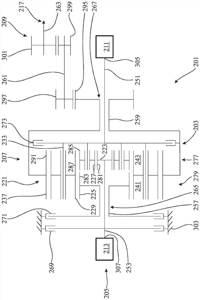 Dedicated hybrid transmission, particularly as part of a drive train, and operating method of such a drive train