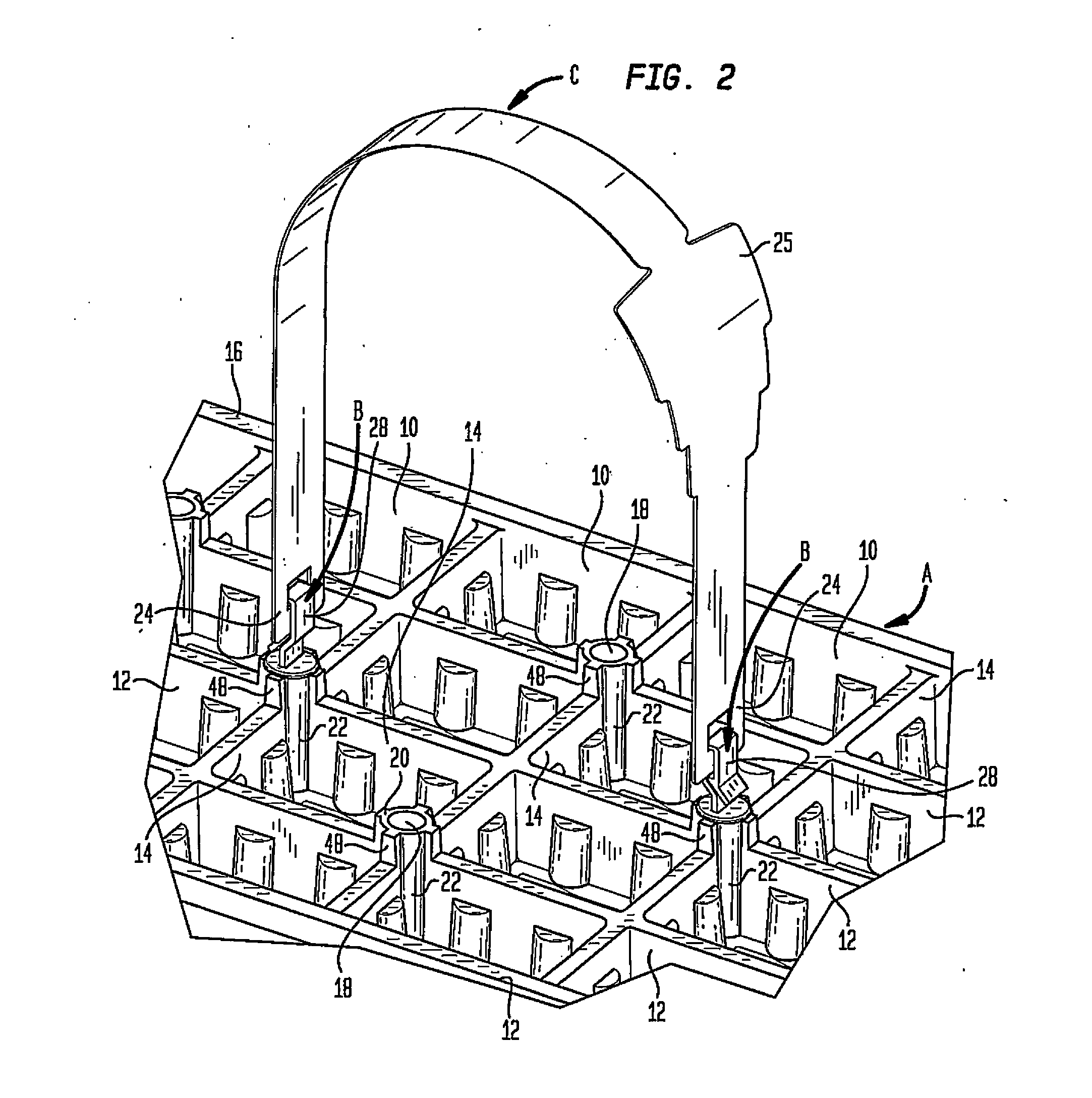 Two-part handle system for horticultural tray