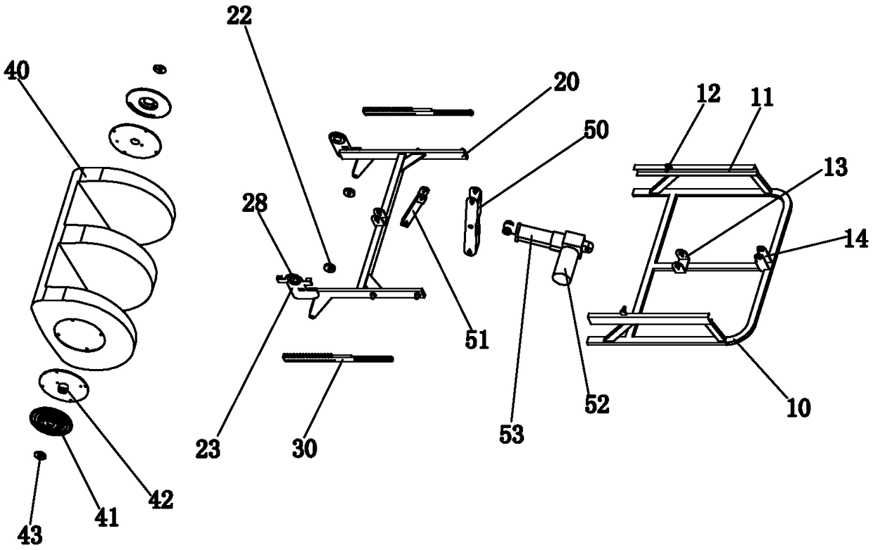 Leg structure shaped like Chinese character 'shan' capable of being stored and massage chair thereof