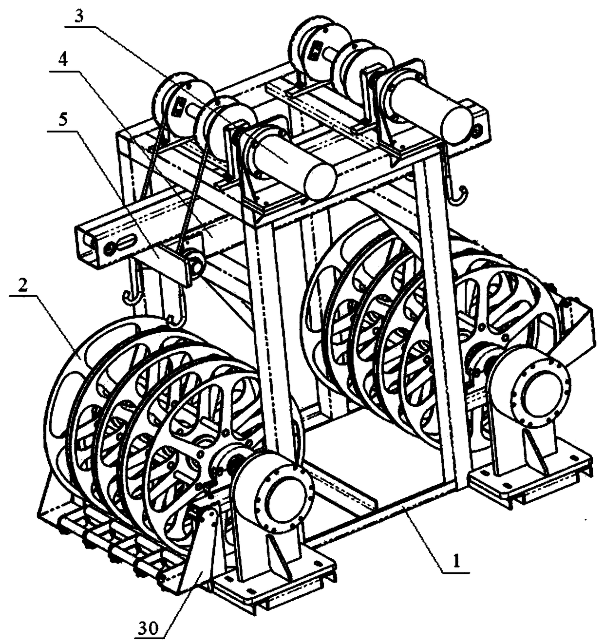 Vehicle-mounted type cable take-up and pay-off mechanism and take-up and pay-off cable car