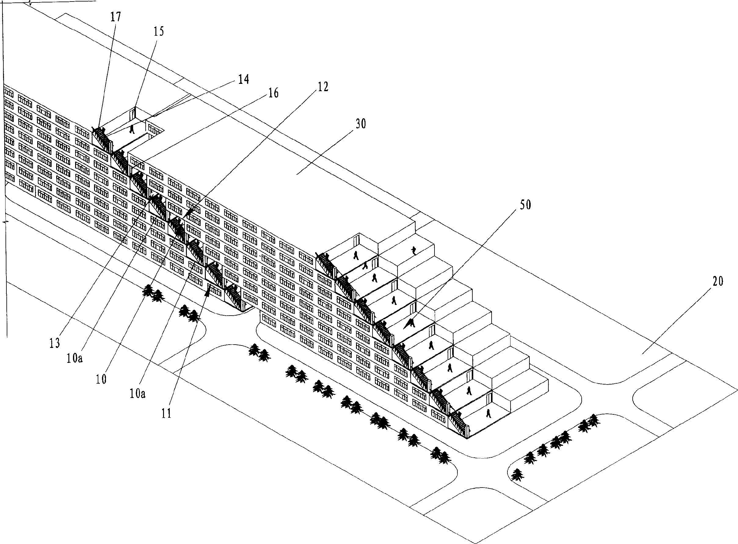 Multilayered or highrise building