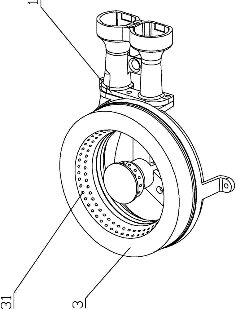 Internal combustion burner for domestic gas stove