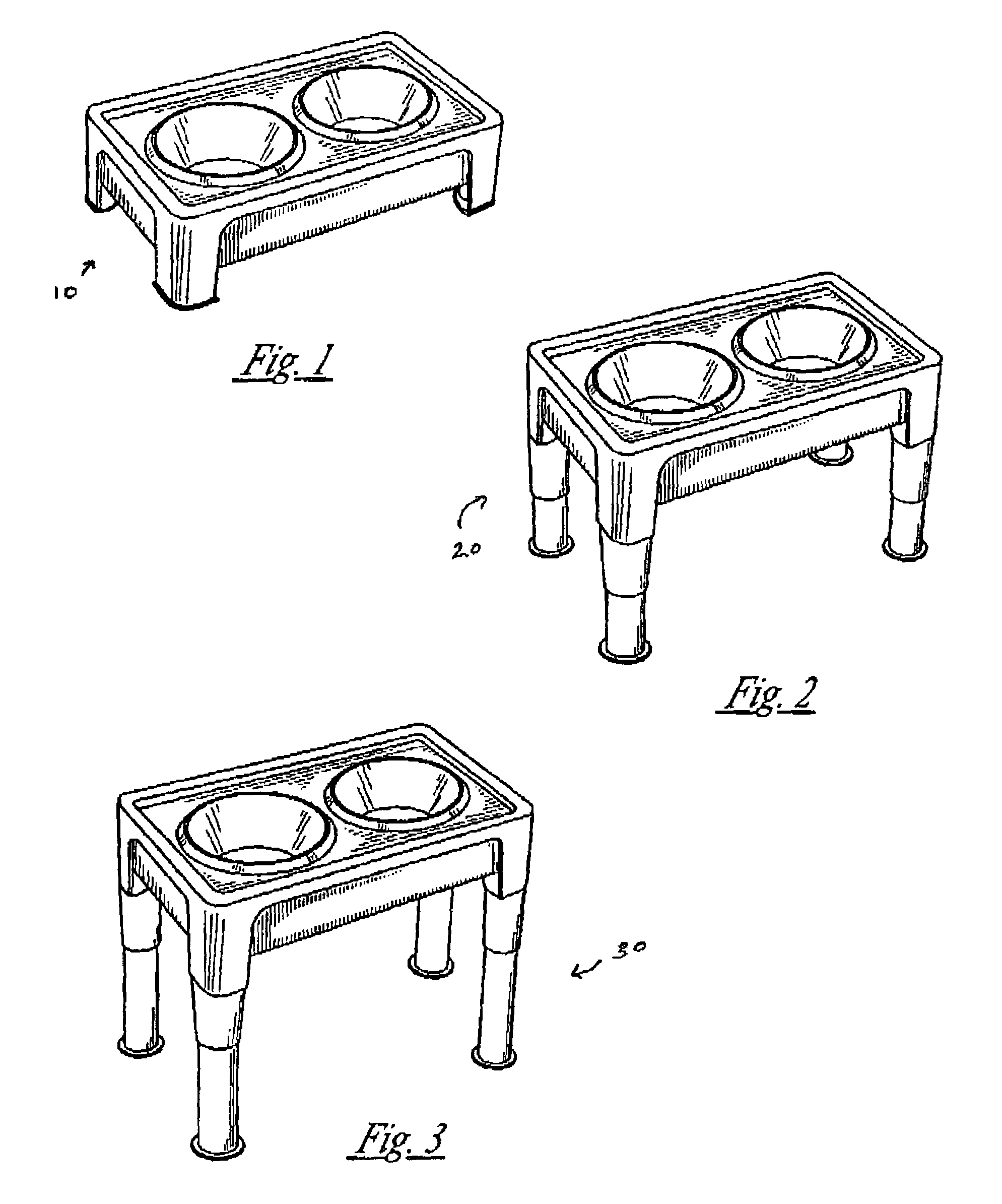 Hybrid wood/plastic dog feeding table and kit