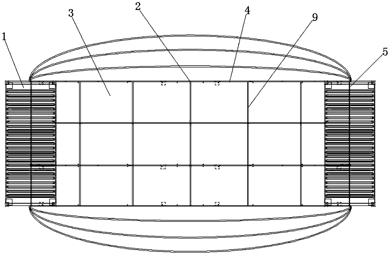 Large-span hangar based on box modules and construction method thereof